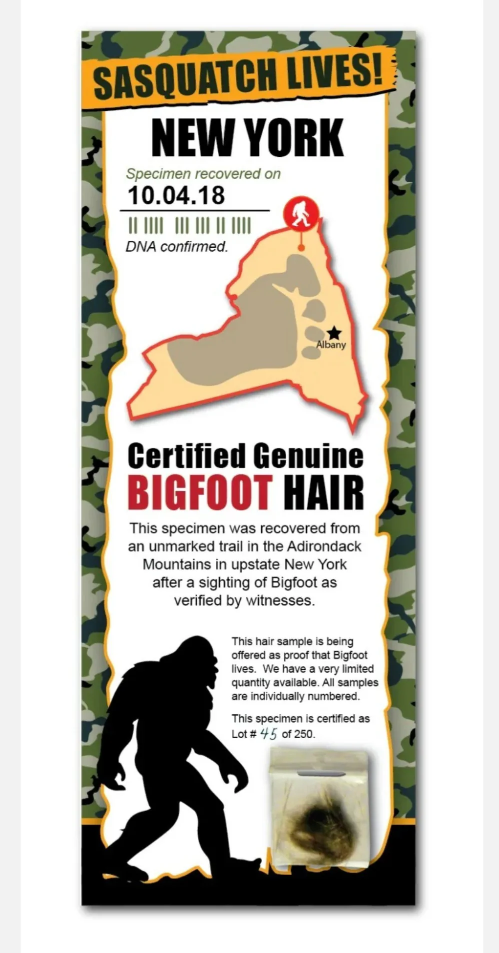 Bigfoot Novelty Bigfoot Sasquatch Hair Sample - Tracking Hunter Hunting - - Image 2