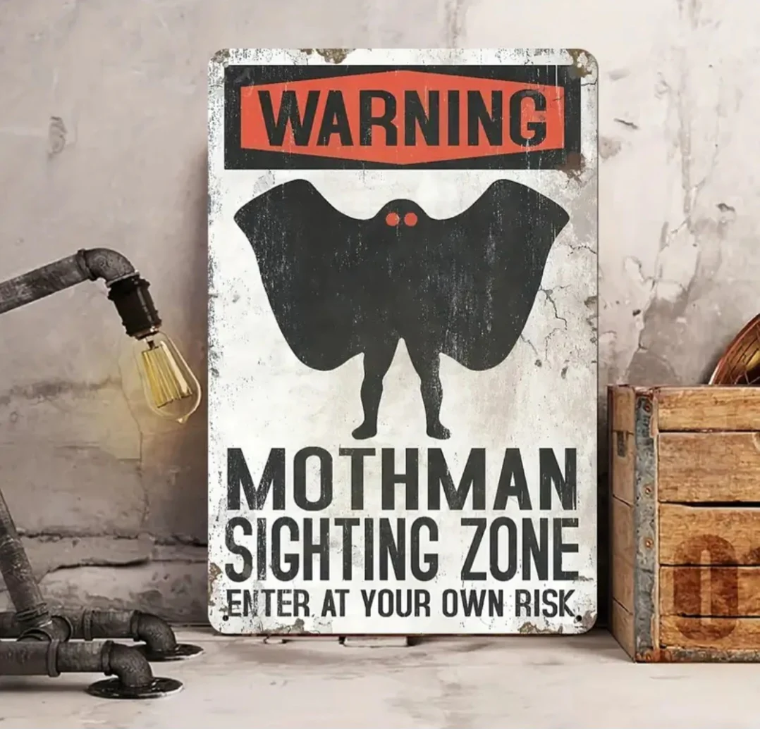 Mothman Sign 1pc Funny Metal Warning Mothman Sighting Zone Office Home Classroom Decor Gifts Best Farmhouse Decor Gift Ideas For 8x12 Inch - Image 2